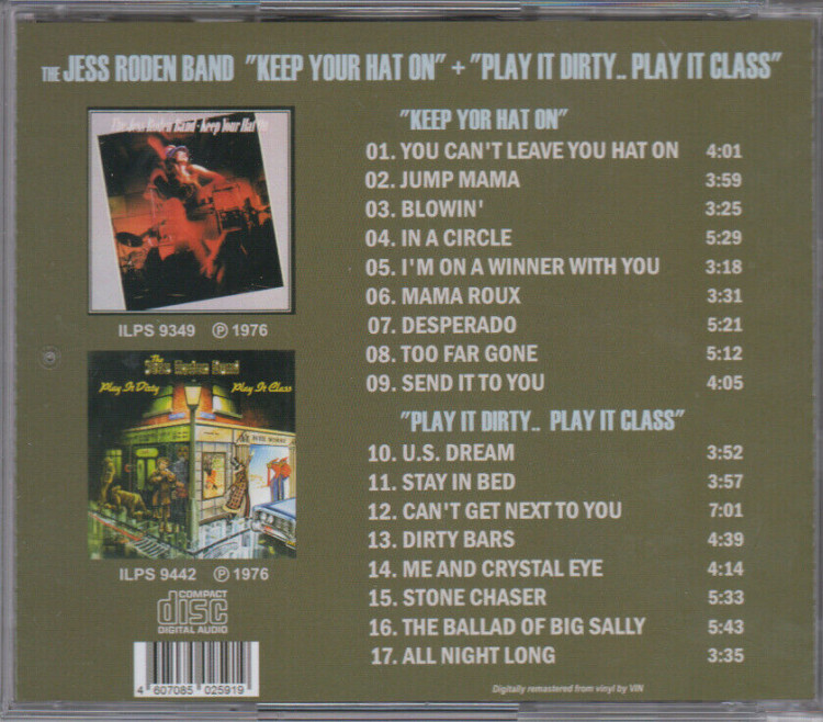 The Jess Roden Band - Keep Your Hat On + Play It Dirty Play It Class (1976) 2-IN-1