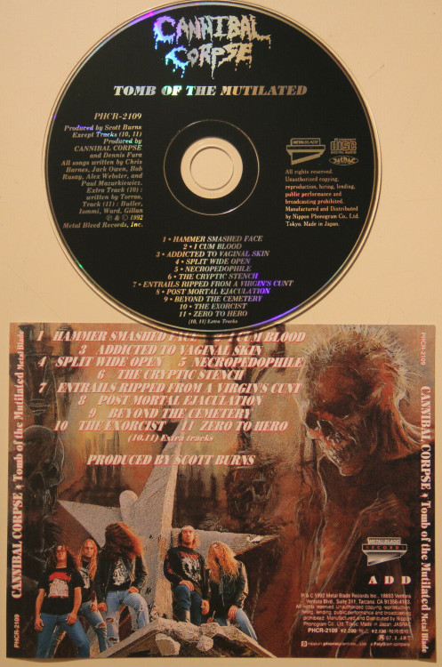 Cannibal Corpse - Tomb Of The Mutilated (1992) OBI STRIP + 2 BONUS TRACKS