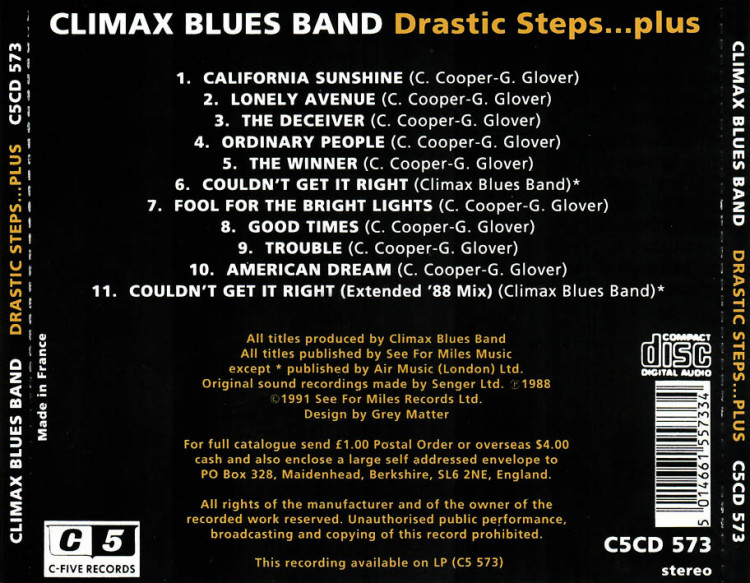 Climax Blues Band - Drastic Steps (1991)